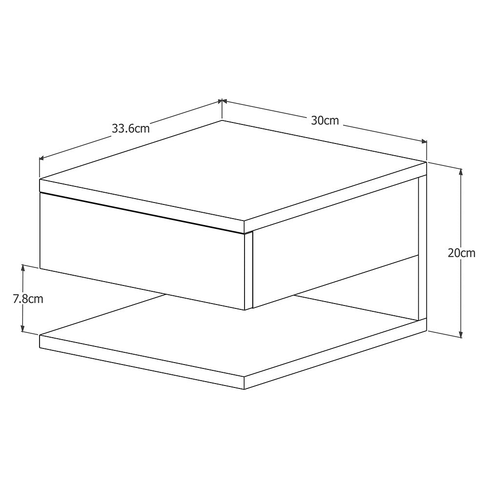 Mesa de Noche Flotante Roma Blanco Apagado y Natural 30x20cm sin Cajones - Mesas de Noche | Bylmo
