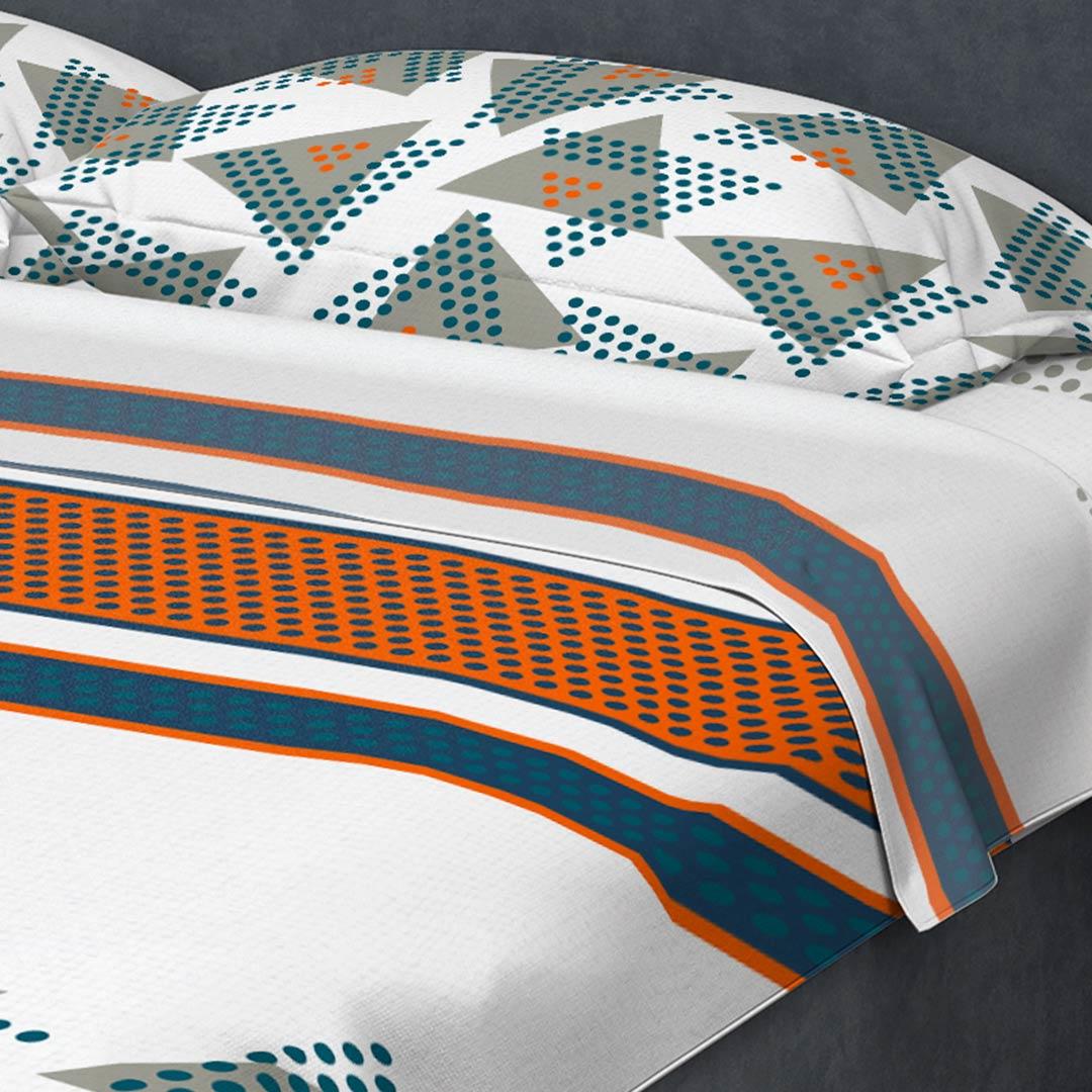 Juego de Sabanas Algodón 180 Hilos King 200 cm Blanco con Figuras Geométricas - Ropa de Cama | Bylmo