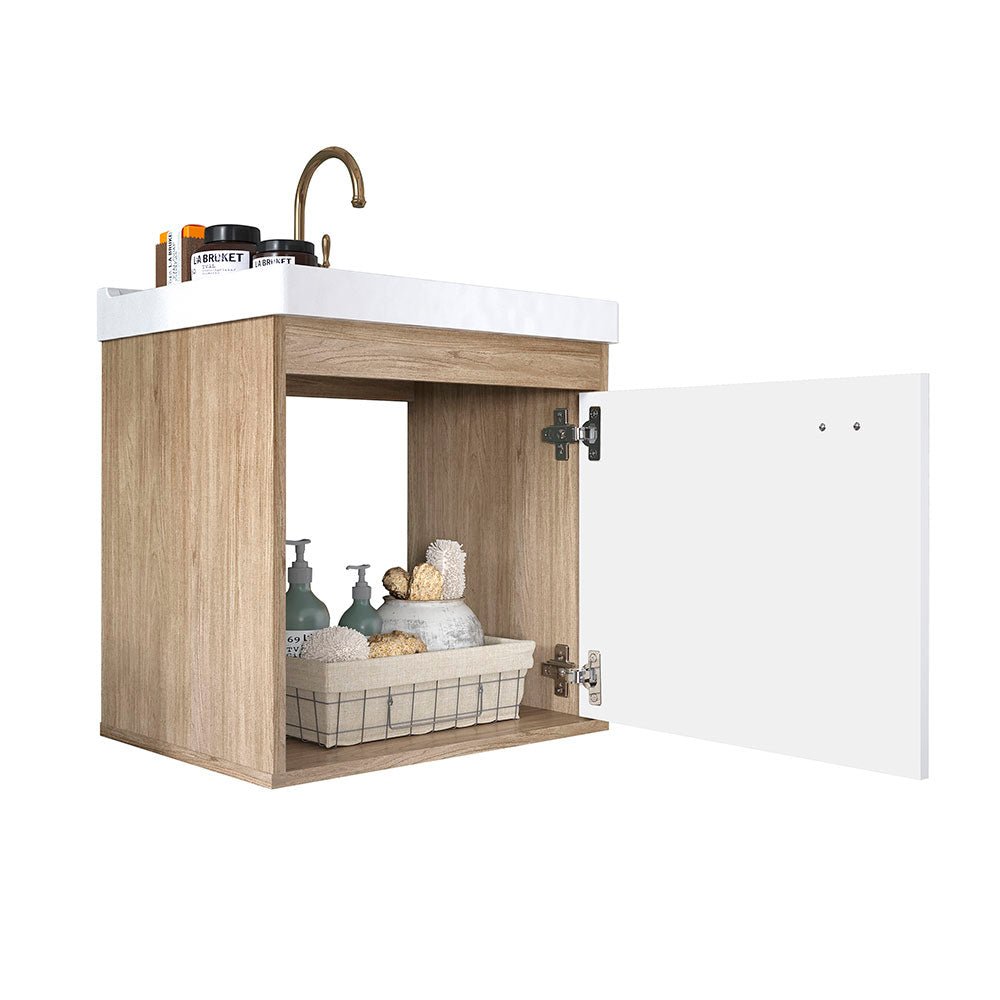 Mueble Capella Almendra y Blanco 40 cm con Espejo y Una Puerta - Gabinetes | Bylmo