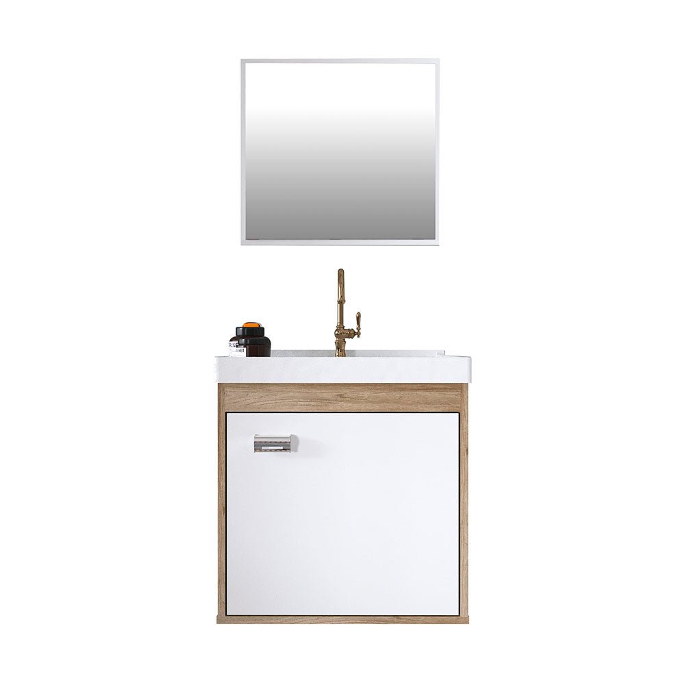 Mueble Capella Almendra y Blanco 40 cm con Espejo y Una Puerta - Gabinetes | Bylmo