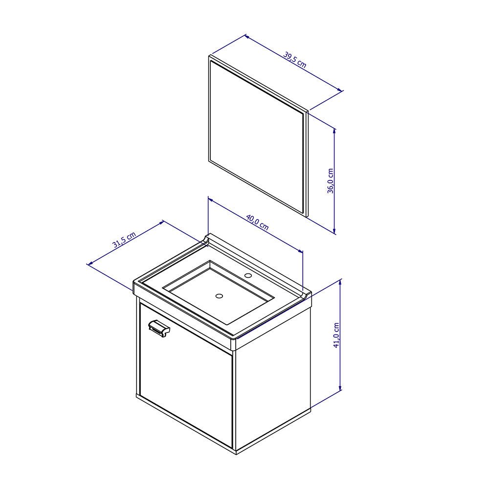 Mueble Capella Almendra y Blanco 40 cm con Espejo y Una Puerta - Gabinetes | Bylmo