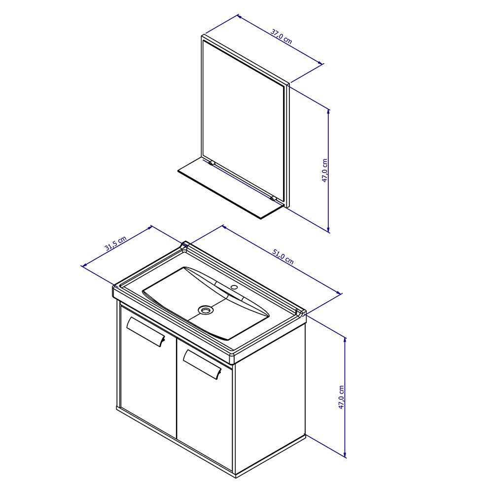 Mueble Gales Blanco 51 cm con Dos Puertas - Gabinetes | Bylmo