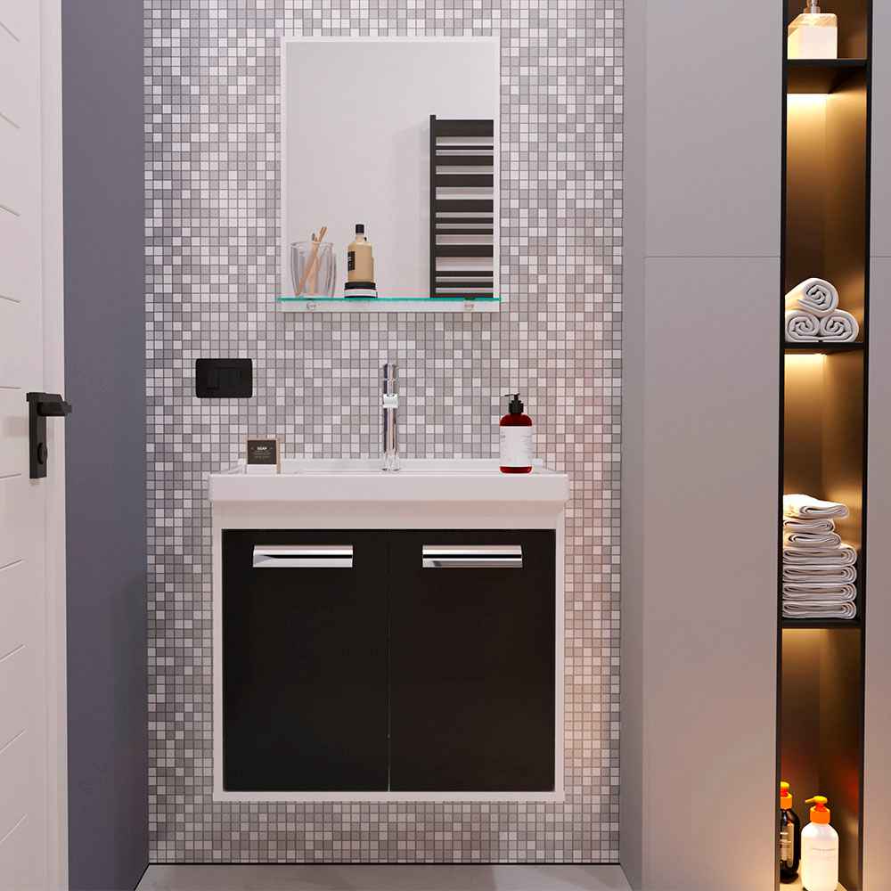 Mueble Gales Blanco y Negro 51 cm con Dos Puertas - Gabinetes | Bylmo