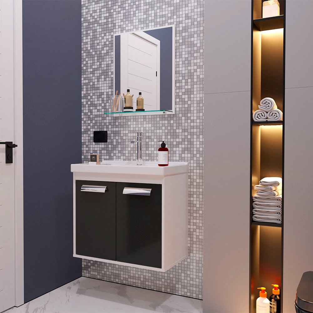 Mueble Gales Blanco y Negro 51 cm con Dos Puertas - Gabinetes | Bylmo