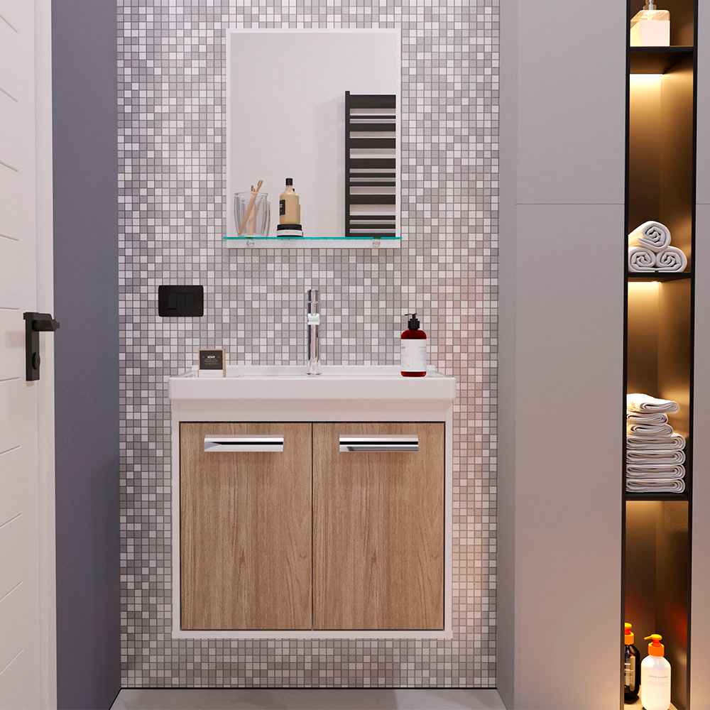 Mueble Gales Blanco y Almendra 51 cm con Dos Puertas - Gabinetes | Bylmo