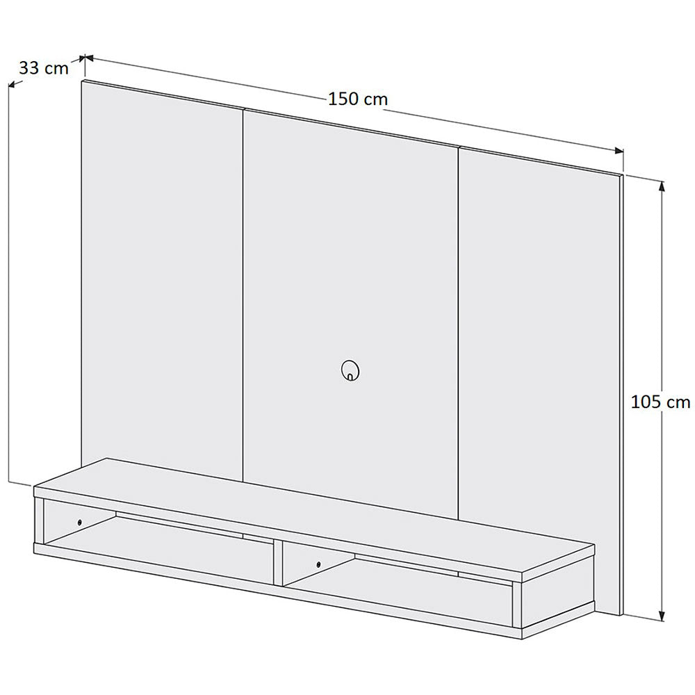 Panel de TV Savana 150x105cm Para TV Hasta 55 Pulgadas sin Cajones y con Ranuras para Cables - Muebles para TV | Bylmo