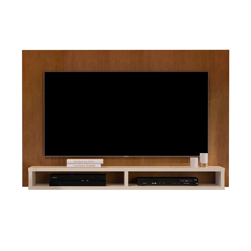 Panel de TV California Caramelo y Beige 150x105cm Para TV Hasta 55 Pulgadas sin Cajones y con Ranuras para Cables - Muebles para TV | Bylmo