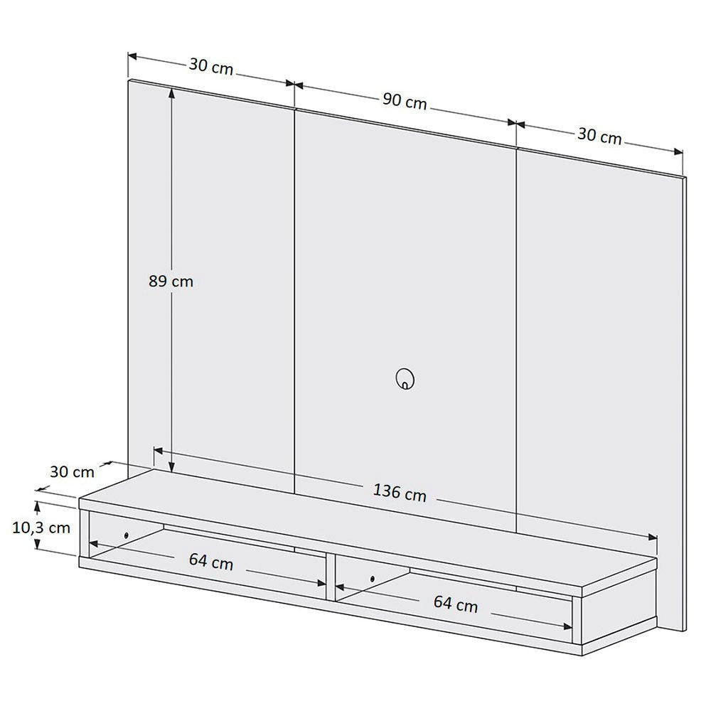 Panel de TV California Caramelo y Beige 150x105cm Para TV Hasta 55 Pulgadas sin Cajones y con Ranuras para Cables - Muebles para TV | Bylmo