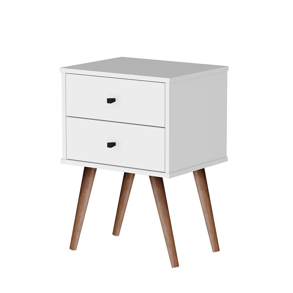 Mesa de Noche Croacia Blanco 45 cm con Dos Cajones - Mesas de Noche | Bylmo