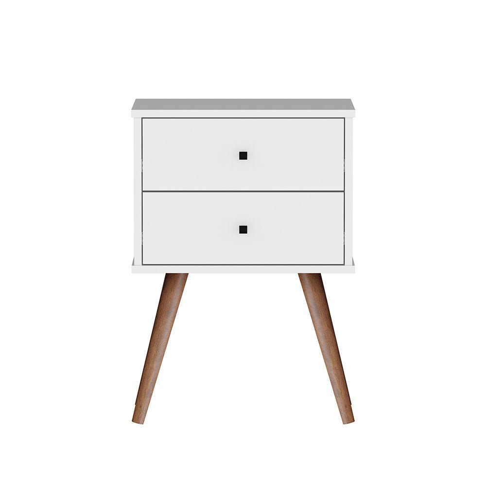 Mesa de Noche Croacia Blanco 45 cm con Dos Cajones - Mesas de Noche | Bylmo