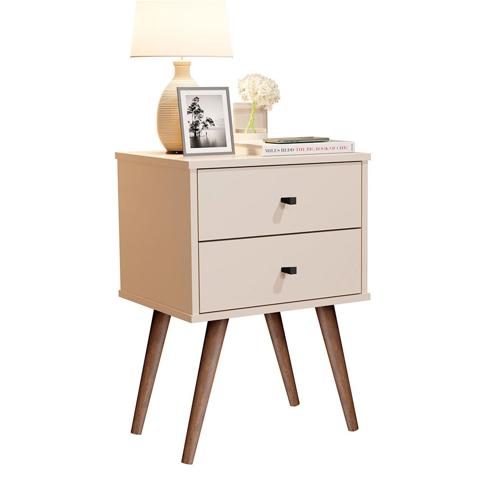 Mesa de Noche Croacia Beige 45 cm con Dos Cajones - Mesas de Noche | Bylmo