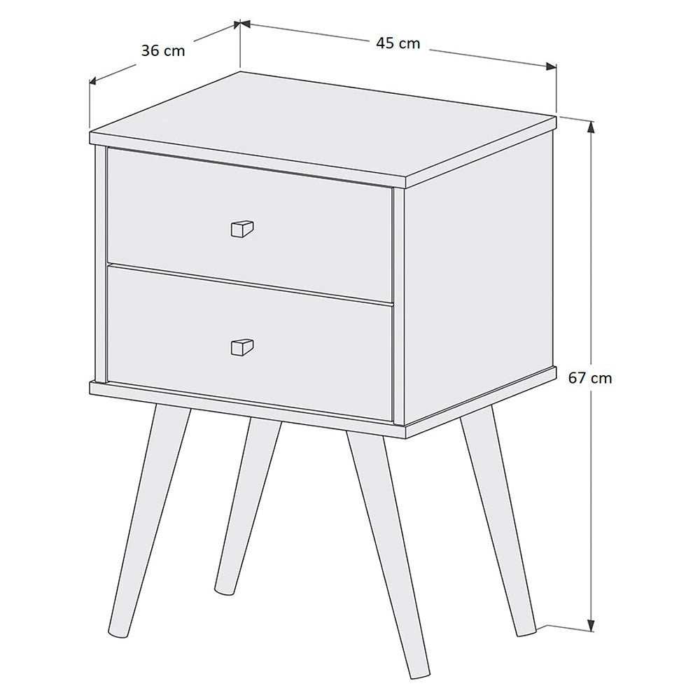 Mesa de Noche Croacia Beige 45 cm con Dos Cajones - Mesas de Noche | Bylmo