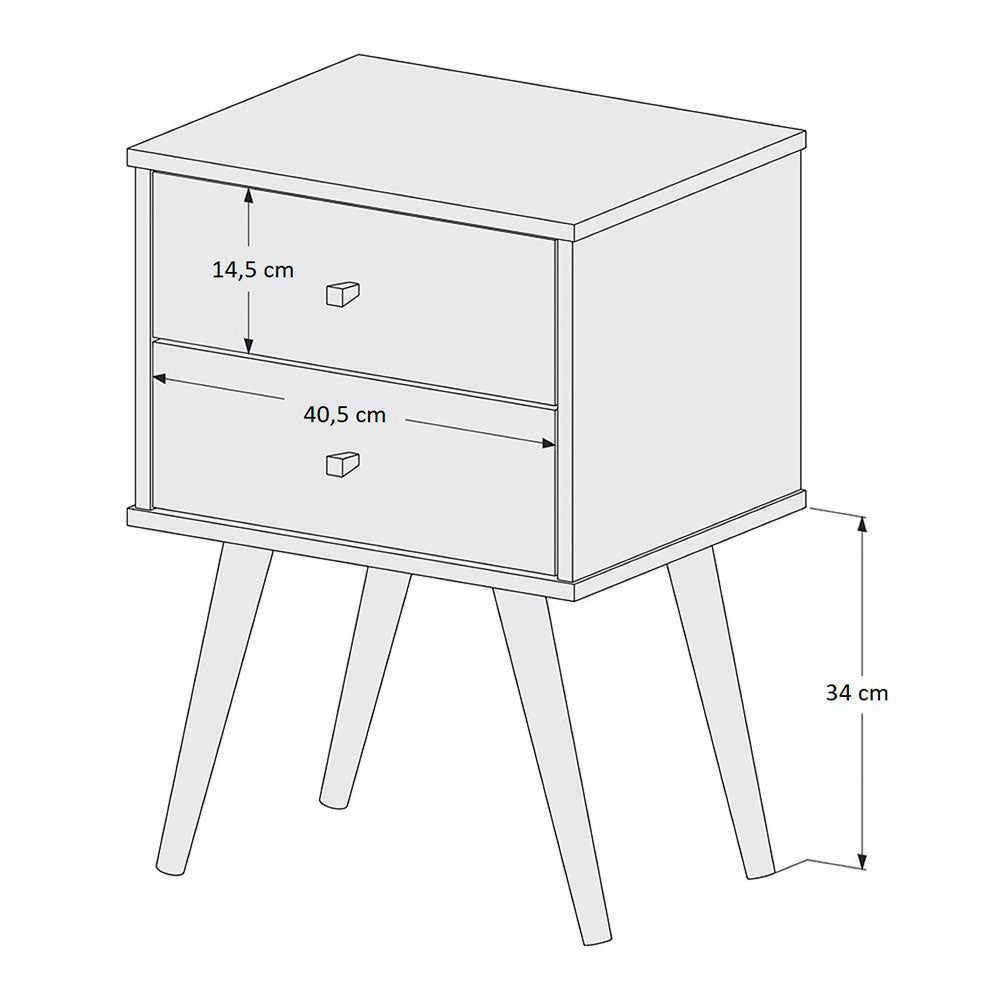 Mesa de Noche Croacia Beige 45 cm con Dos Cajones - Mesas de Noche | Bylmo