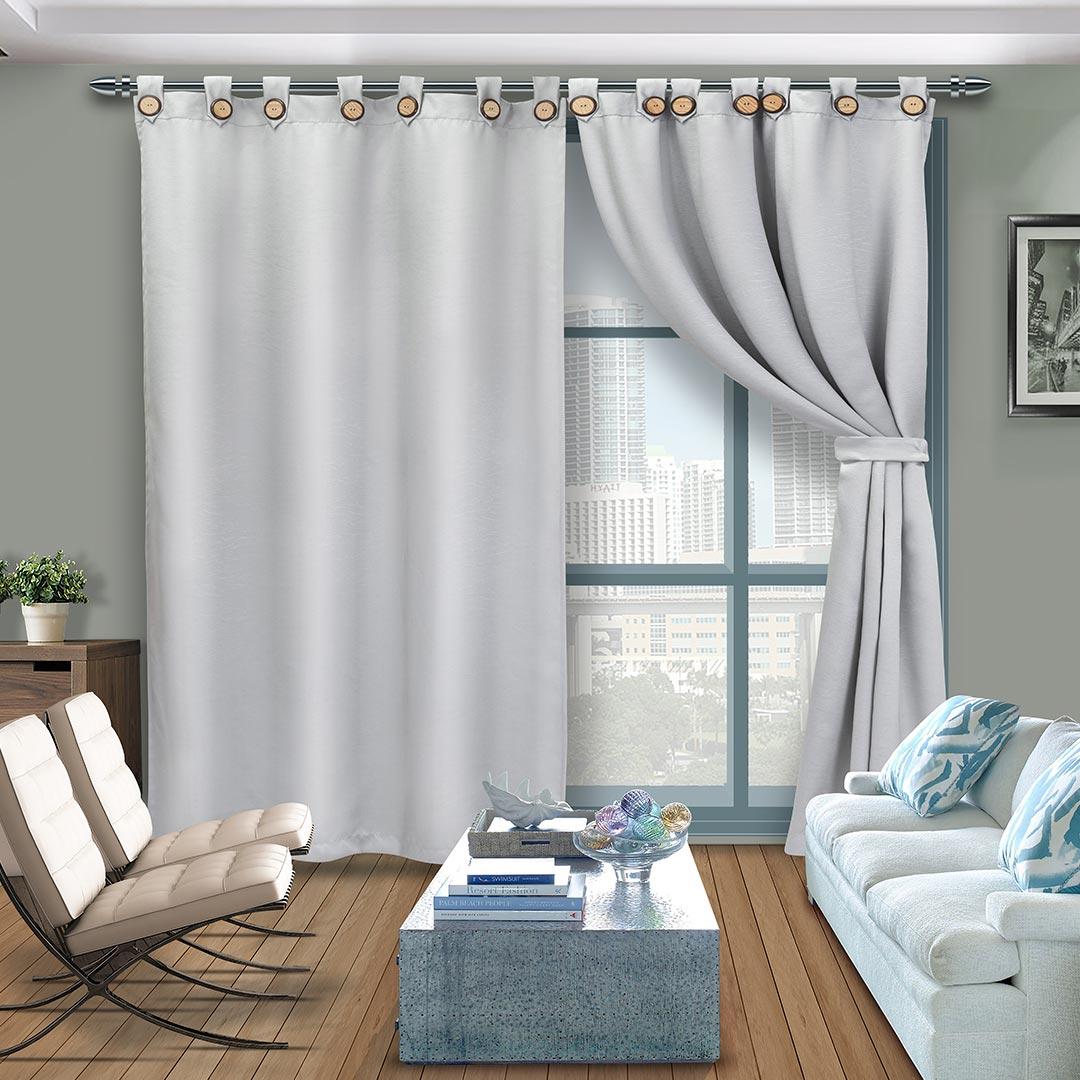 Cortina Blackout Ojal Gris 265x215cm Fondo Entero - Cortinas | Bylmo