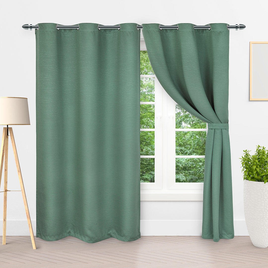 Cortina Lona Verde 265x215cm Fondo Entero con Buena Opacidad - Cortinas | Bylmo