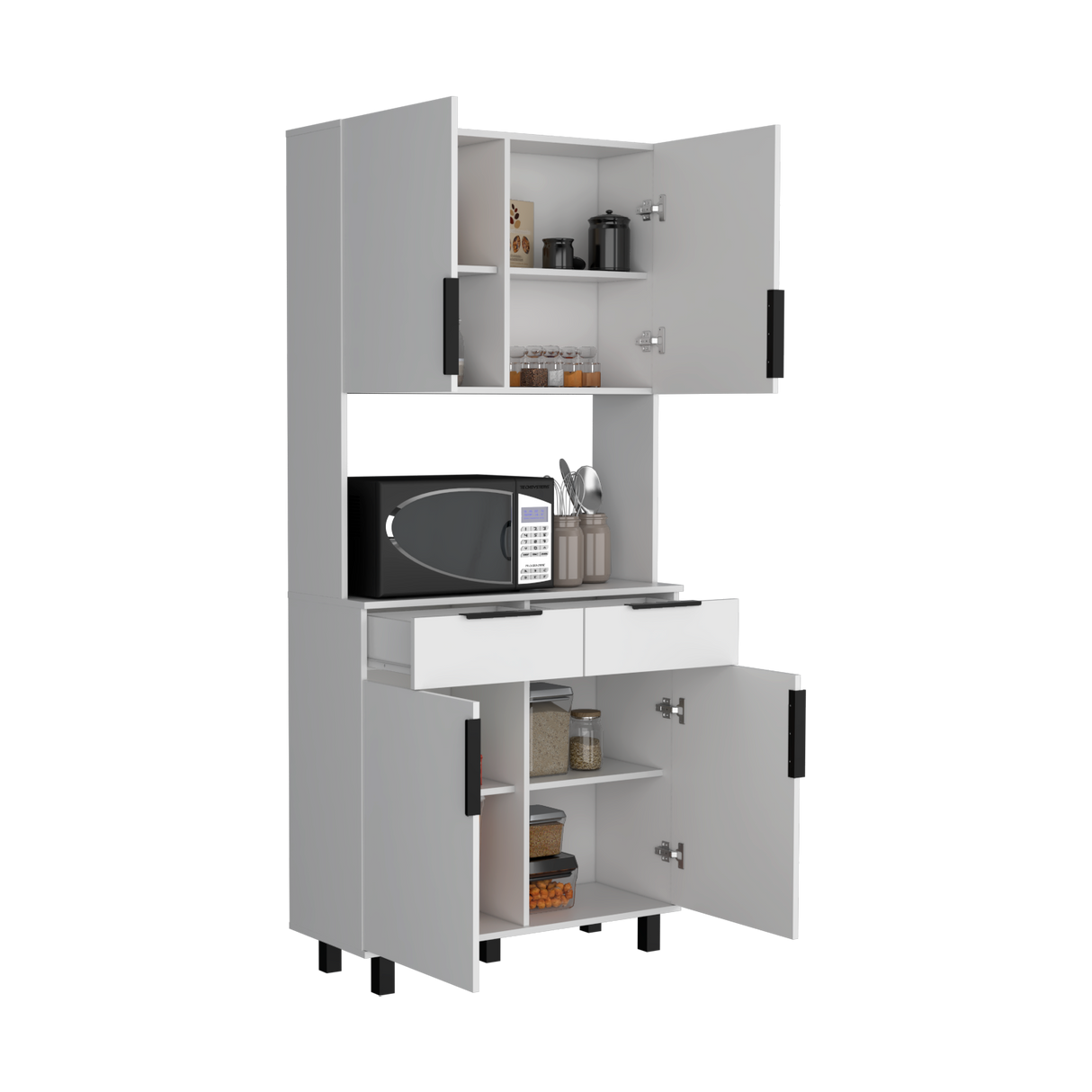 Alacena Oshawa 90 x 197 Blanco 4 Puertas y Espacio Microondas