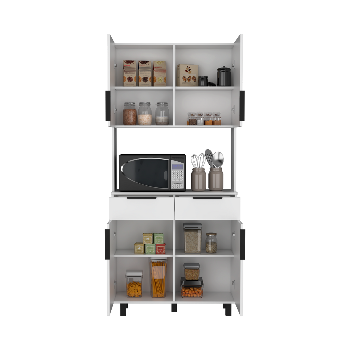 Alacena Oshawa 90 x 197 Blanco 4 Puertas y Espacio Microondas