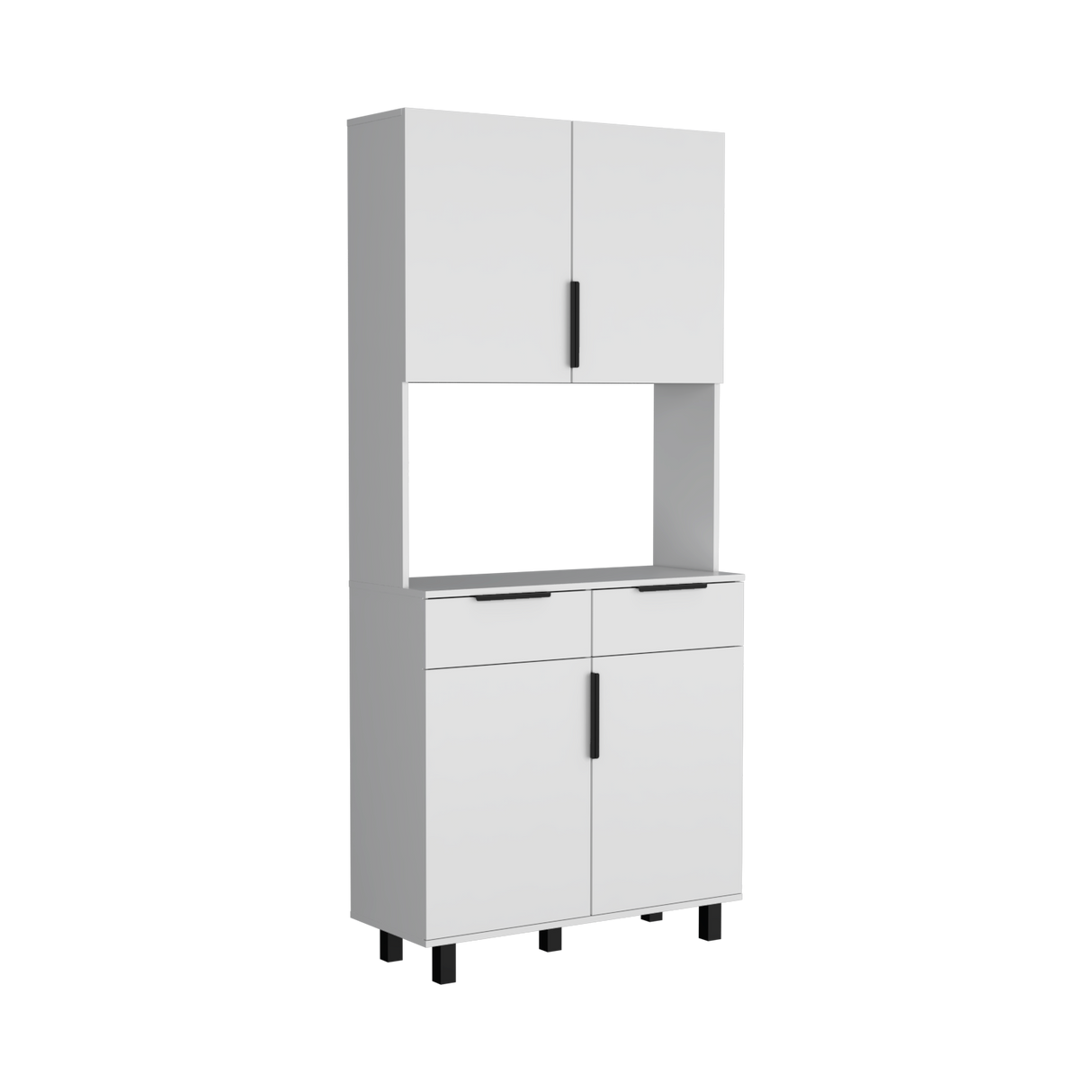 Alacena Oshawa 90 x 197 Blanco 4 Puertas y Espacio Microondas