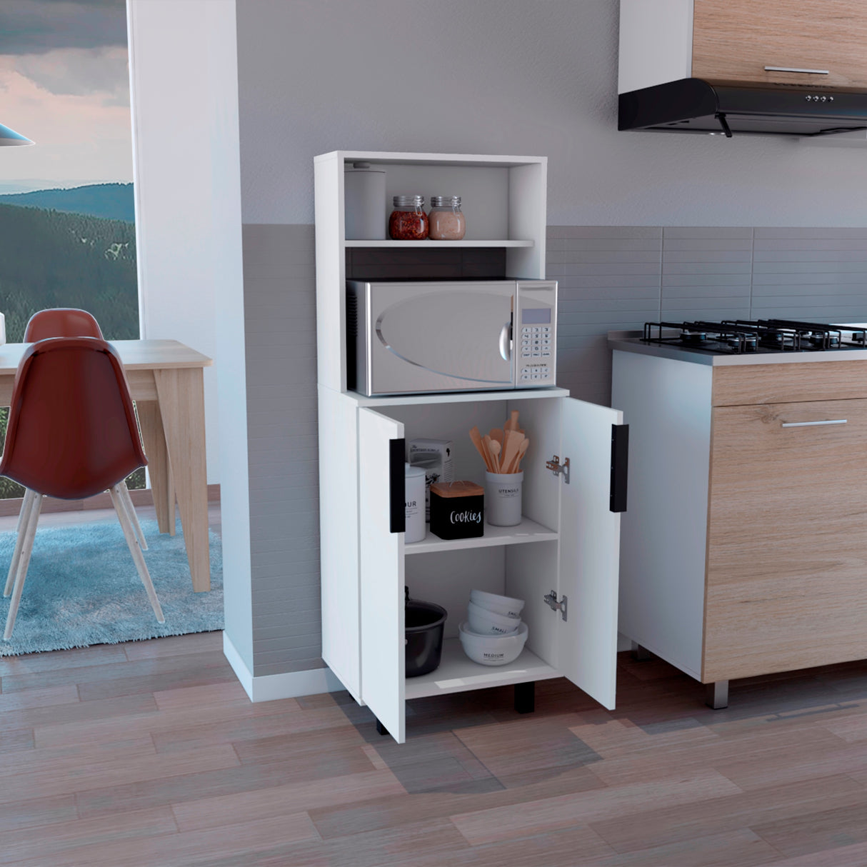 Alacena Oshawa 2 Puertas Blanca con Patas 140cm x 53.2cm