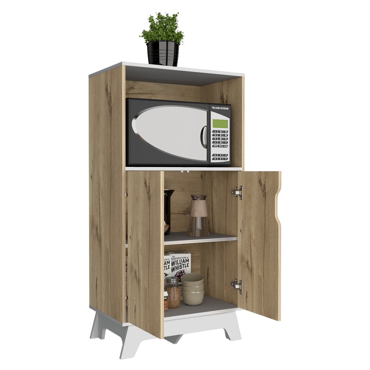 Mueble Microondas Diyue 2 puertas gran capacidad Duna y Blanco moderno 65 x 130cm