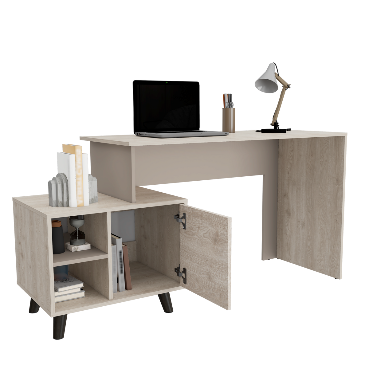 Escritorio Leira Ceniza 151.5x75.6cm con Una Puerta