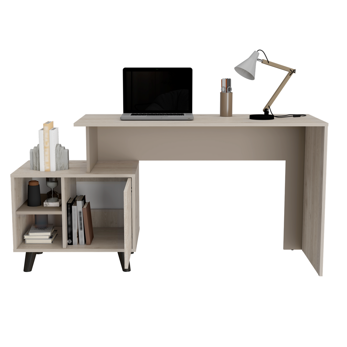 Escritorio Leira Ceniza 151.5x75.6cm con Una Puerta