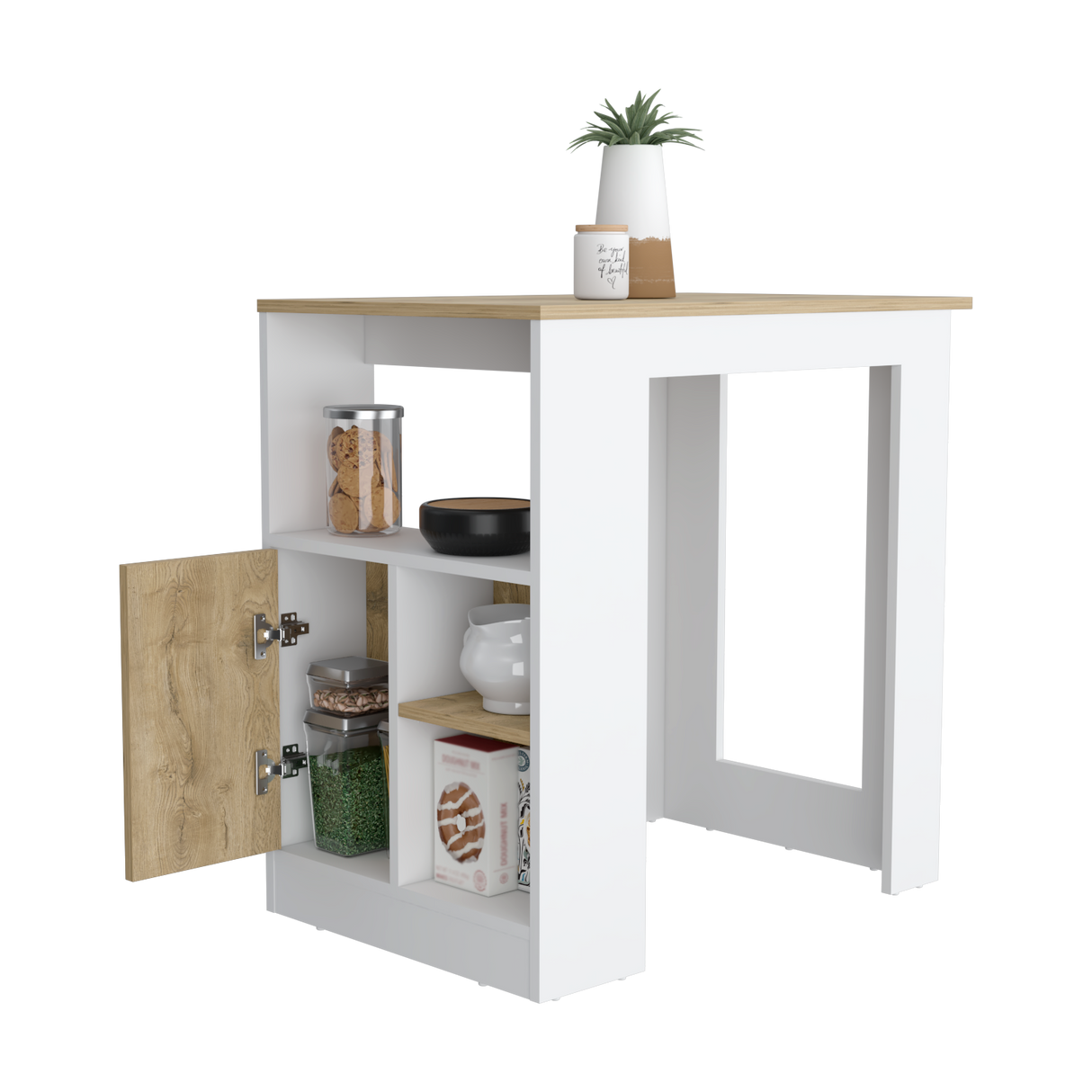 Isla de Cocina Stirling 59x92 Blanco Macadamia Moderna