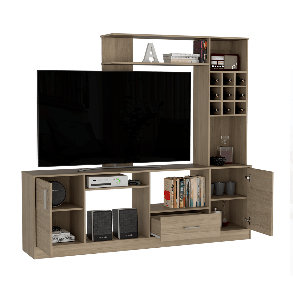 Centro de Entretenimiento Beijing Rovere 1 Cajón para TV 60 Pulgadas - Muebles de TV | Bylmo