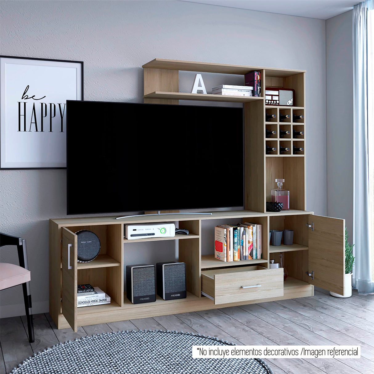 Centro de Entretenimiento Beijing Rovere 1 Cajón para TV 60 Pulgadas - Muebles de TV | Bylmo