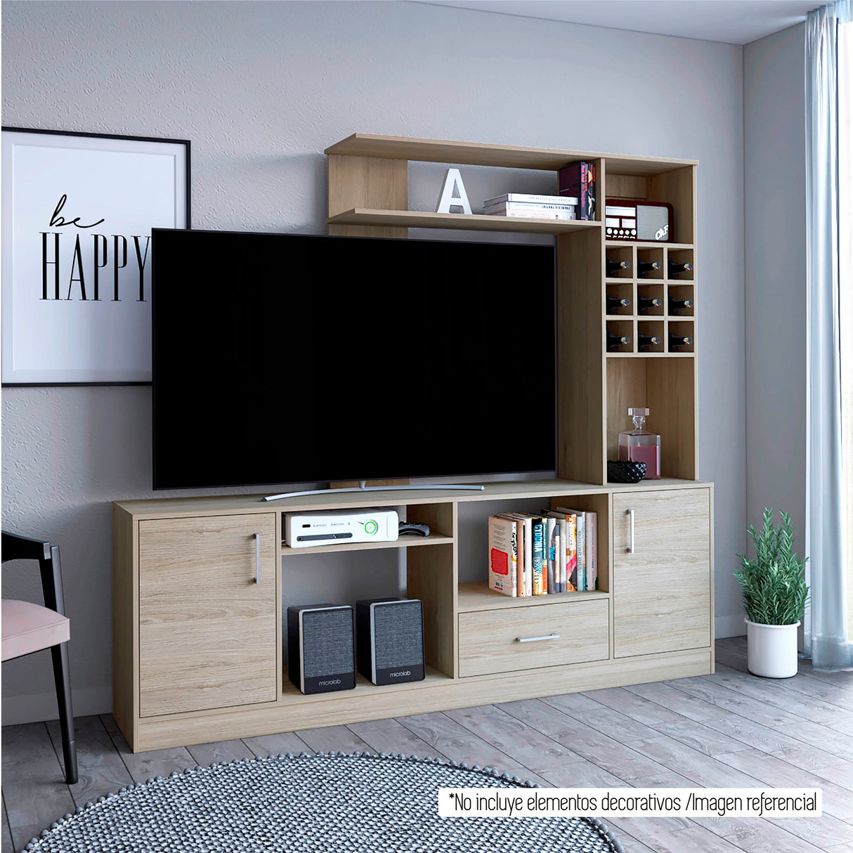 Centro de Entretenimiento Beijing Rovere 1 Cajón para TV 60 Pulgadas - Muebles de TV | Bylmo