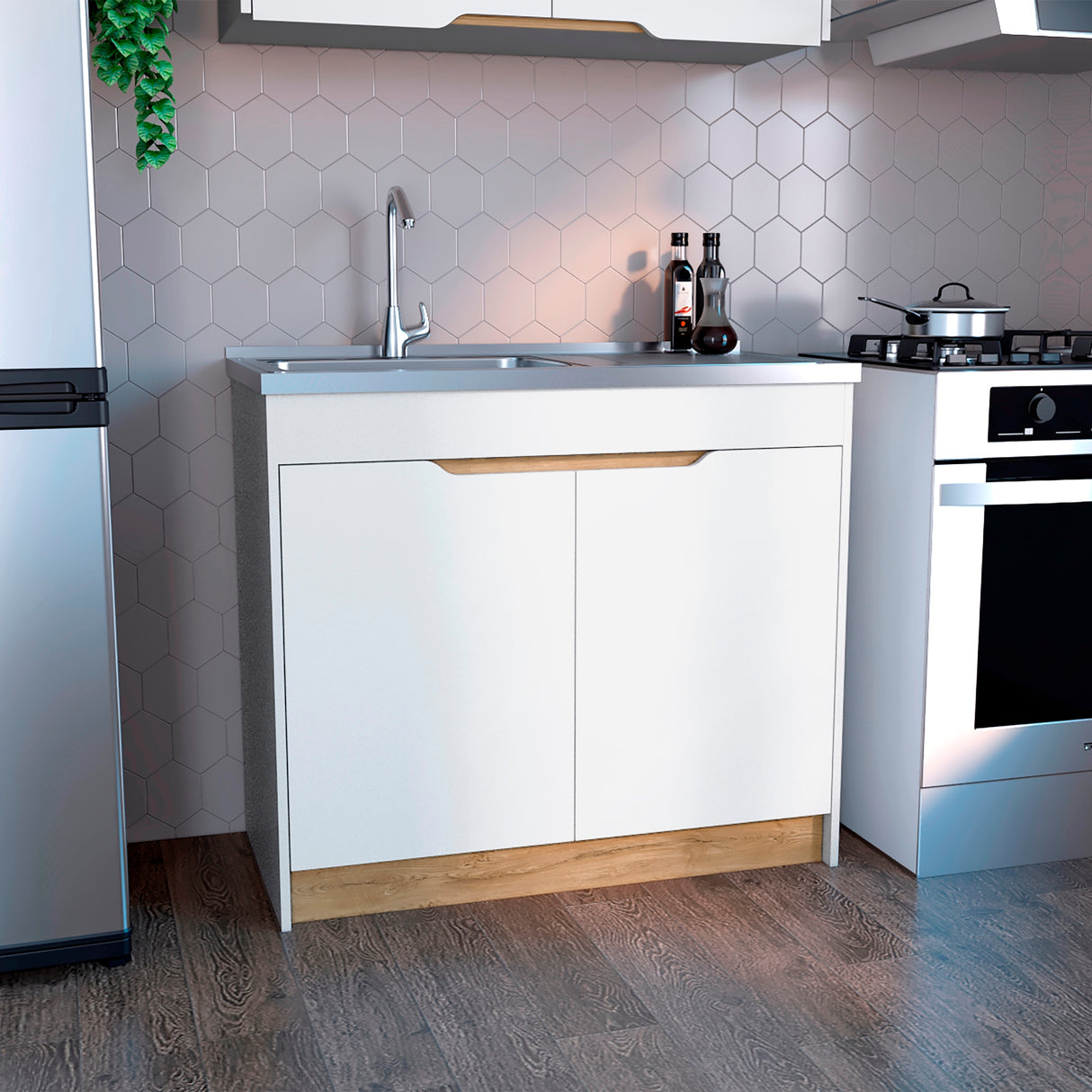 Mueble Inferior de Cocina Soler Sin Manija Blanco Moderno 52x89cm - Muebles Inferiores | Bylmo