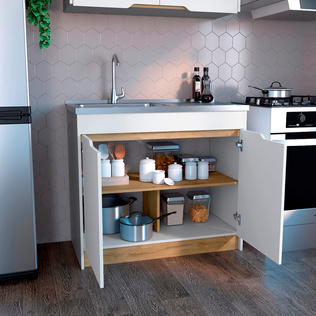 Mueble Inferior de Cocina Soler Sin Manija Blanco Moderno 52x89cm - Muebles Inferiores | Bylmo