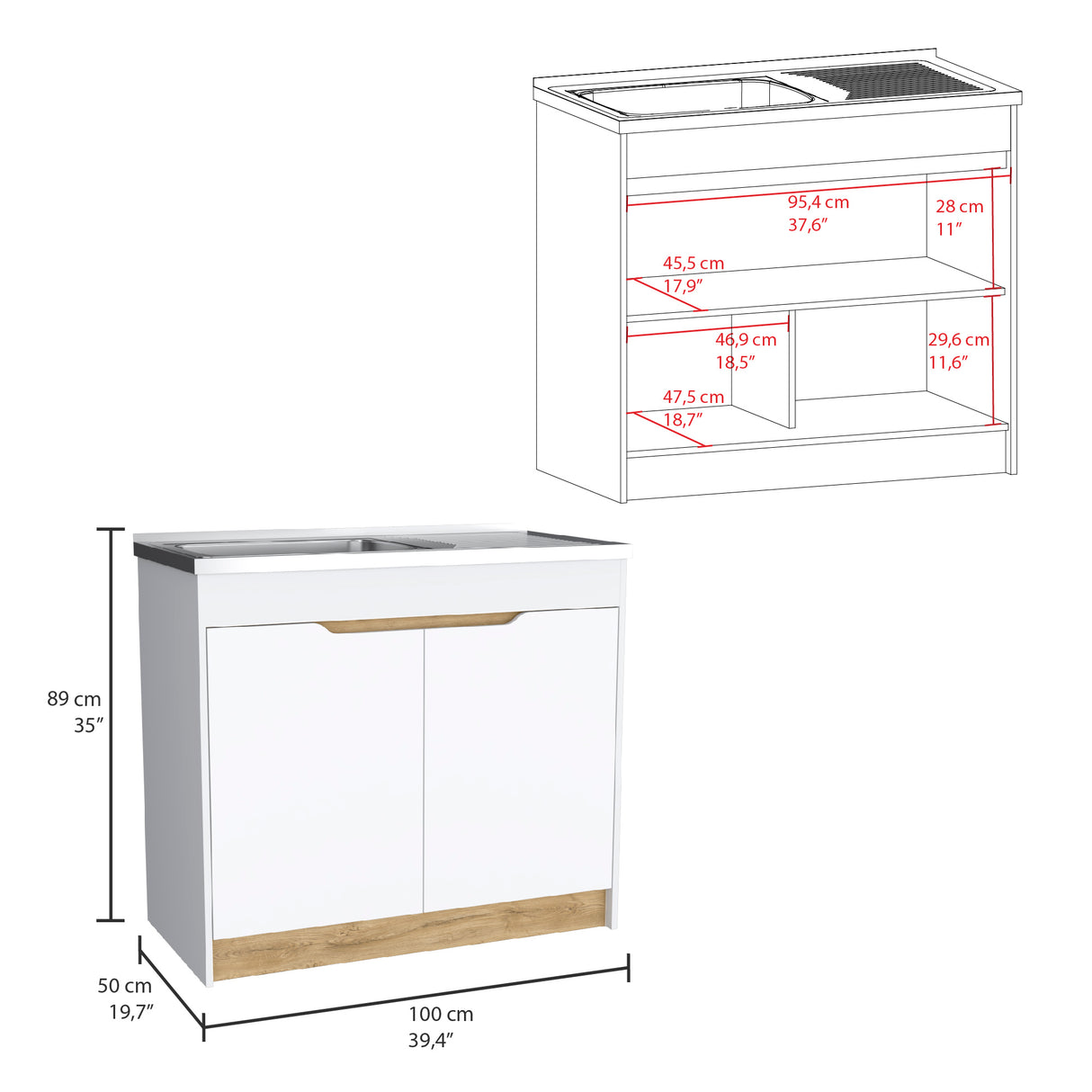 Mueble Inferior de Cocina Soler Sin Manija Blanco Moderno 52x89cm - Muebles Inferiores | Bylmo