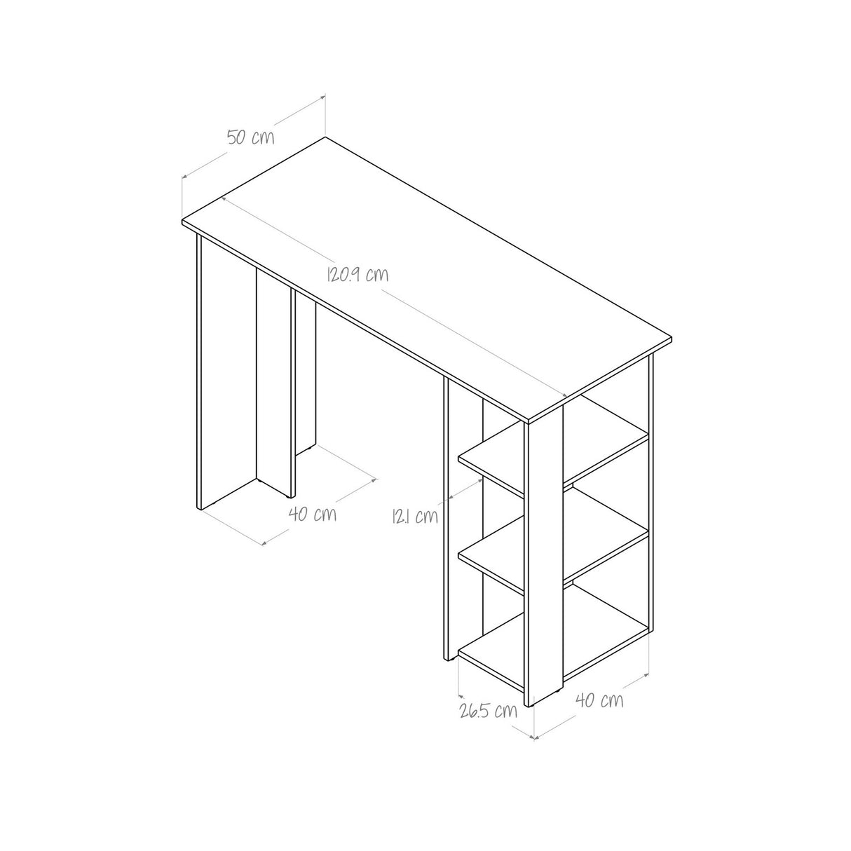 Barra de Cocina Dan 20.9x90.1cm Rovere con 3 Entrepaños