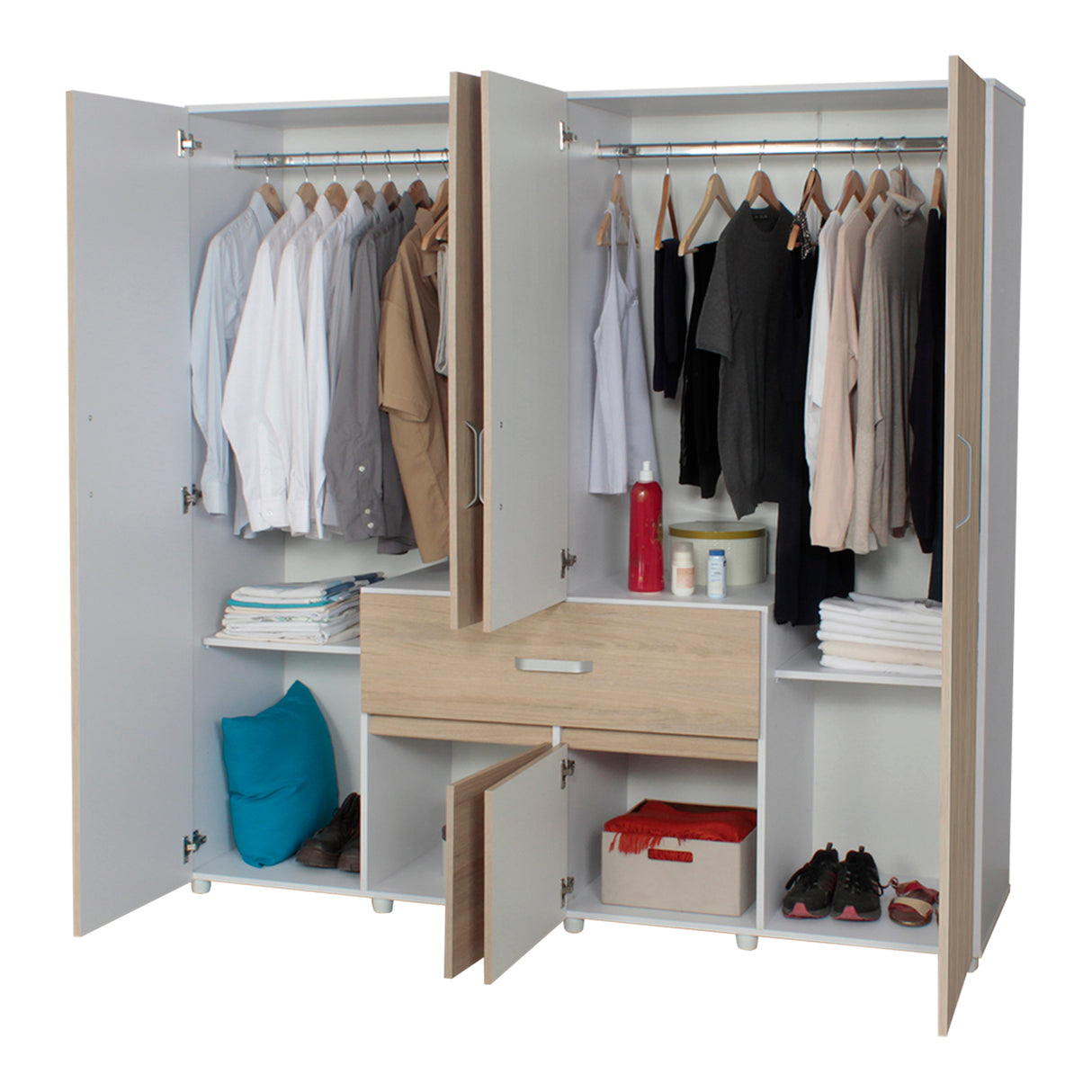 Closet Bonn Moderno 180x49.8 Blanco con 6 Puertas y 2 Cajones