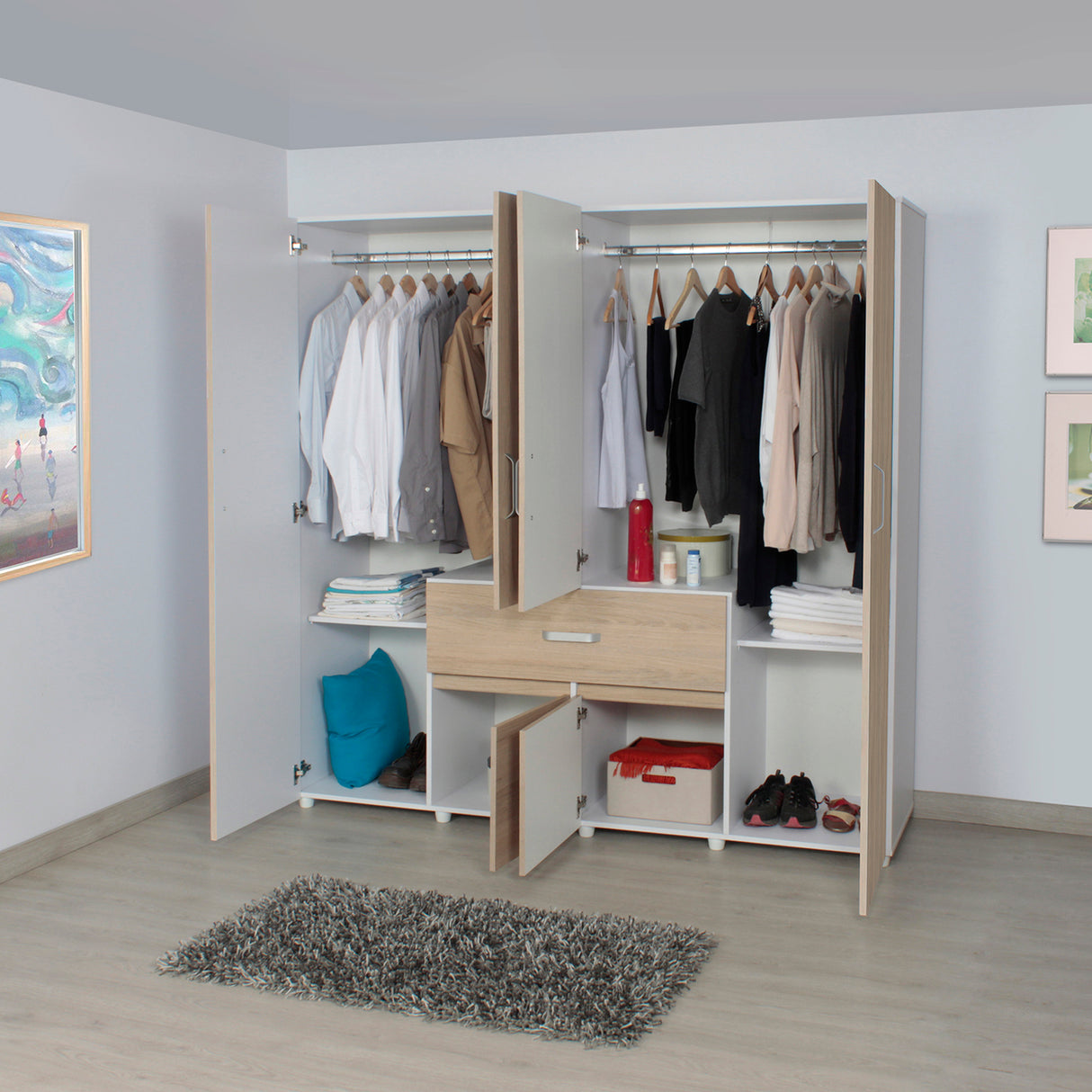 Closet Bonn Moderno 180x49.8 Blanco con 6 Puertas y 2 Cajones