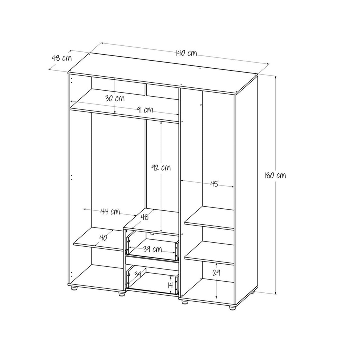 Closet Saga Duna 140x50x180cm MDP