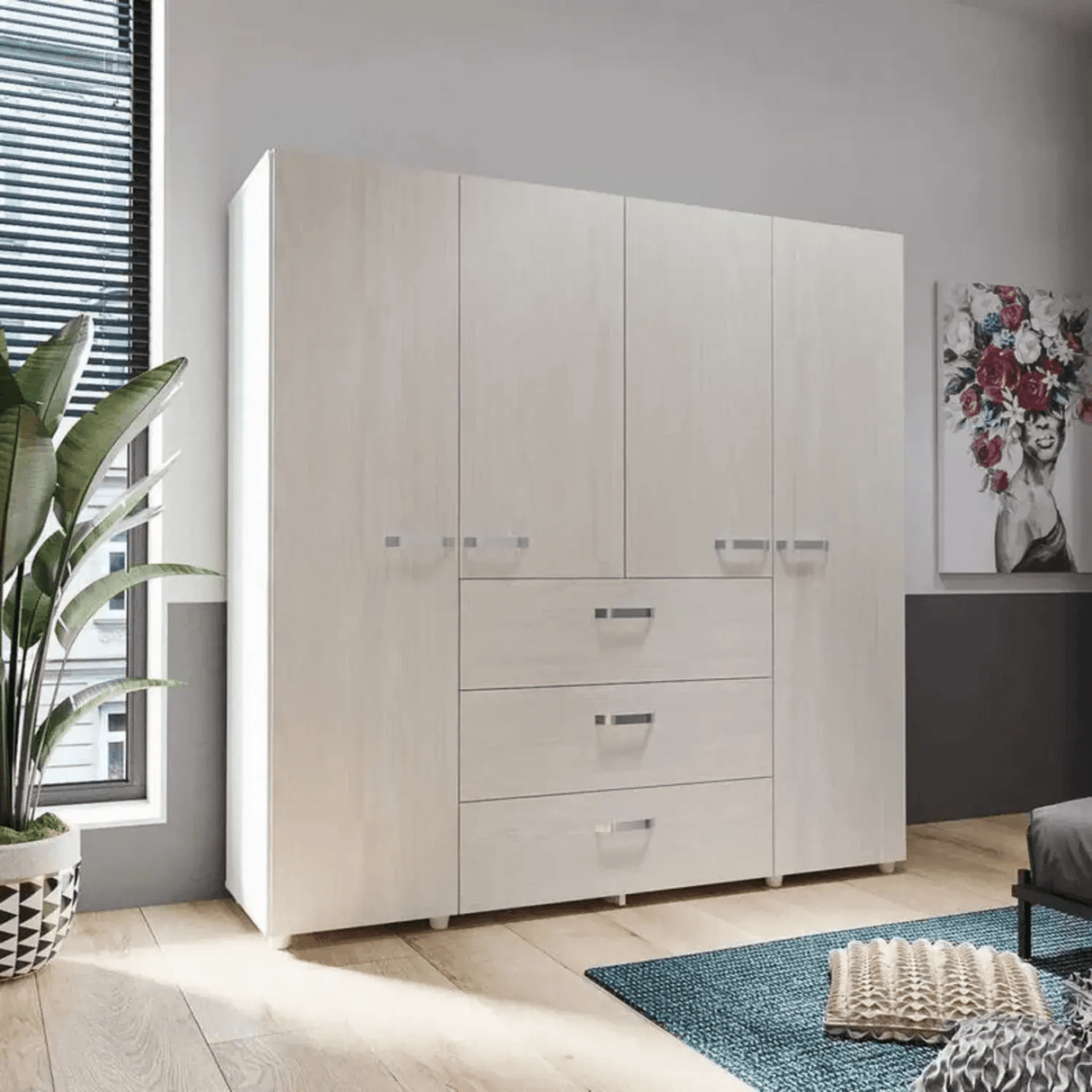Closet Saga Niebla 180x180 Cm 4 Puertas 3 Cajones Moderno - Closets | Bylmo