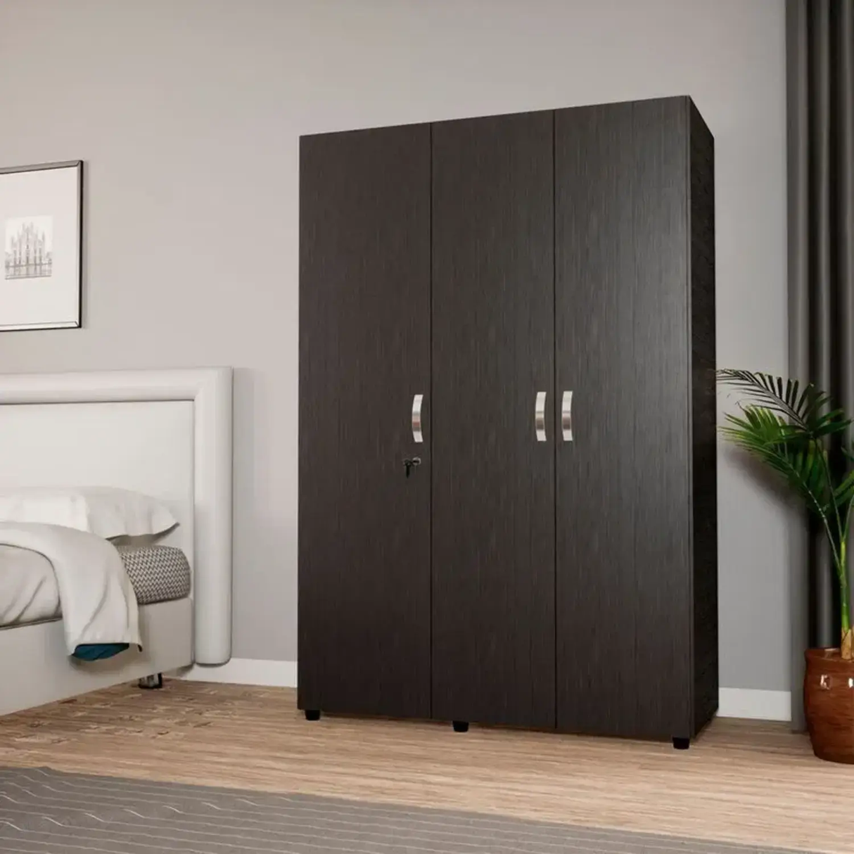 Closet Bilbao Wengue 120x180 cm con Cerradura y 5 Entrepaños