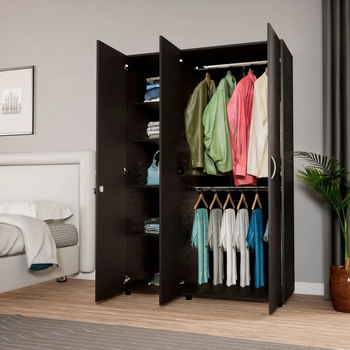 Closet Bilbao Wengue 120x180 cm con Cerradura y 5 Entrepaños