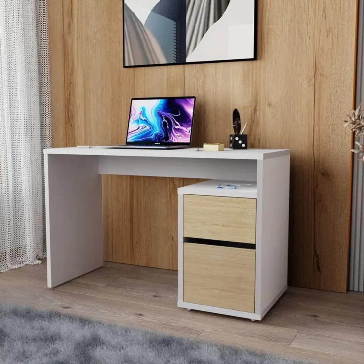 Escritorio Adda 120x50 Blanco Moderno con 1 Cajón