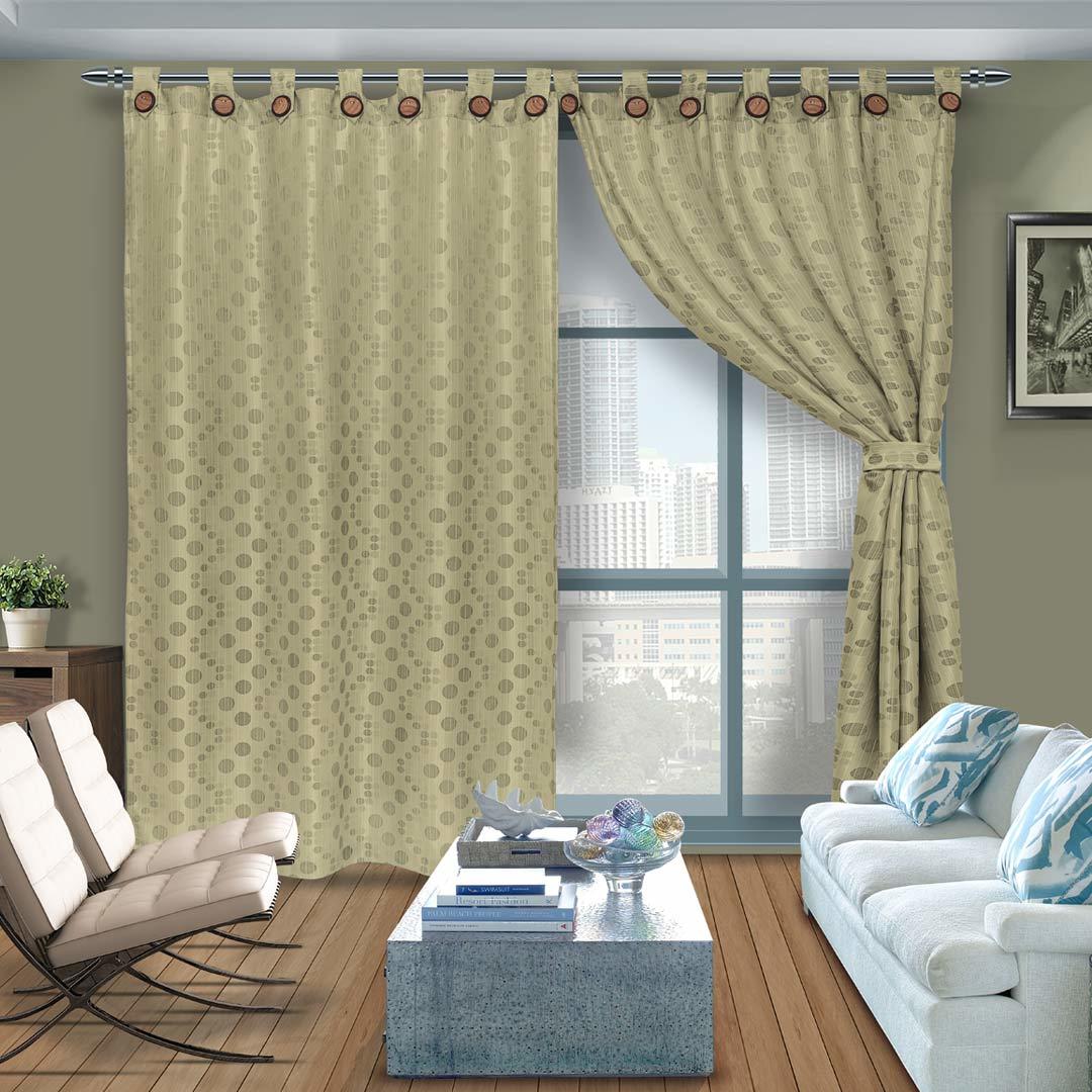 Cortina Lona Botón Café 265x215cm de Circulos - Cortinas | Bylmo