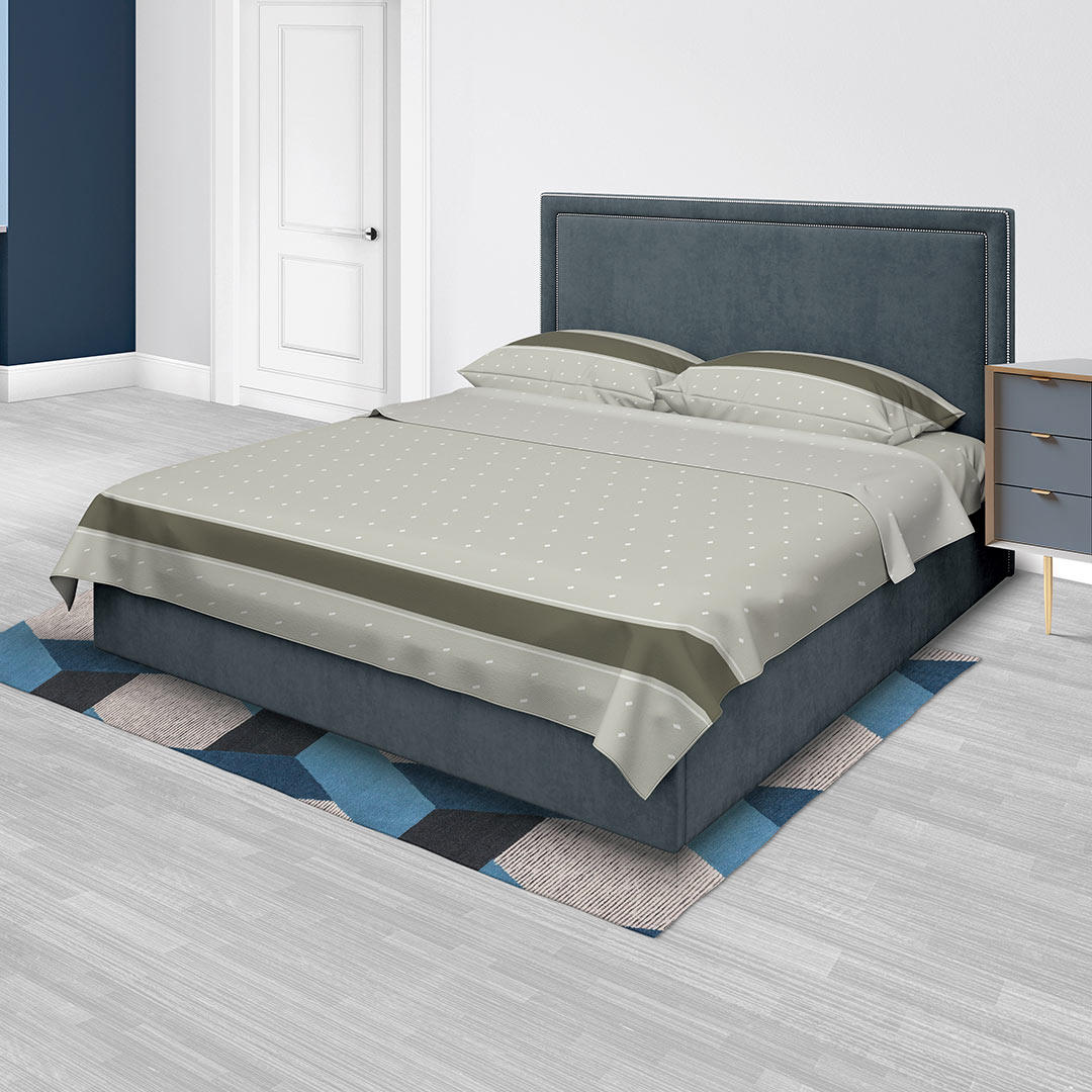 Juego de Sabanas Algodón 250 Hilos Queen 160 cm Gris con Rombos pe queños Blancos - Ropa de Cama | Bylmo