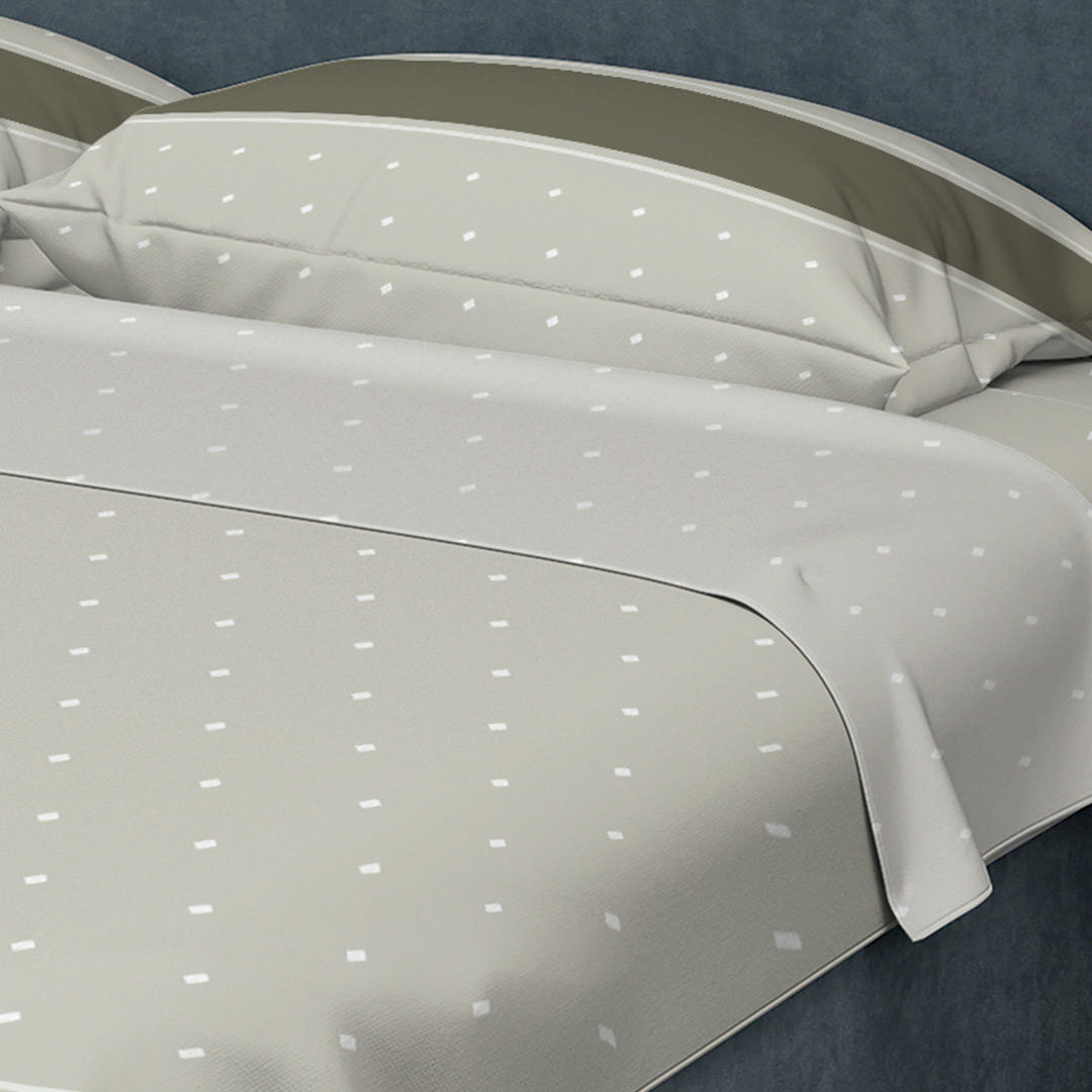 Juego de Sabanas Algodón 250 Hilos Queen 160 cm Gris con Rombos pe queños Blancos - Ropa de Cama | Bylmo