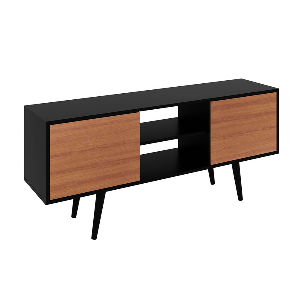 Rack Ecuador Almendra y Negro 136 cm con Dos Puertas - Muebles para TV | Bylmo