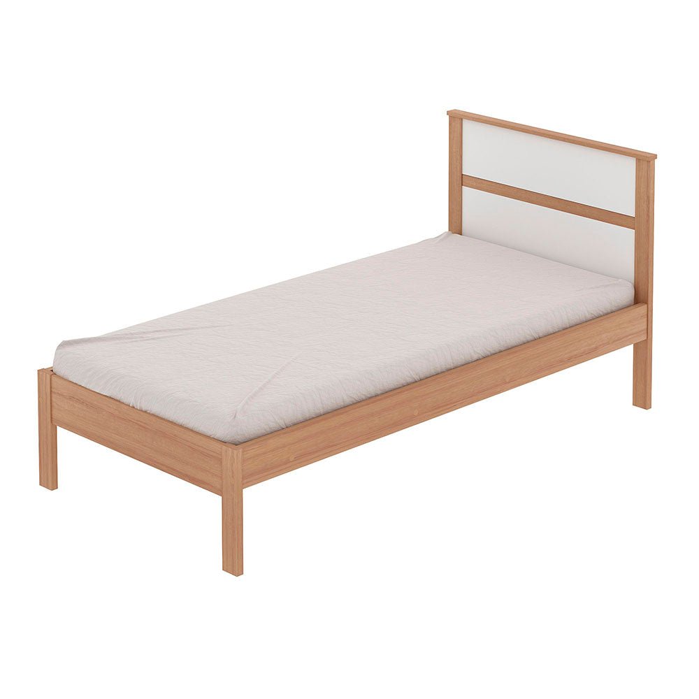 Cama Viena Almendra y Blanco 96.7x92cm para Colchón Sencillo sin Colchón y con Cabecero - Camas | Bylmo