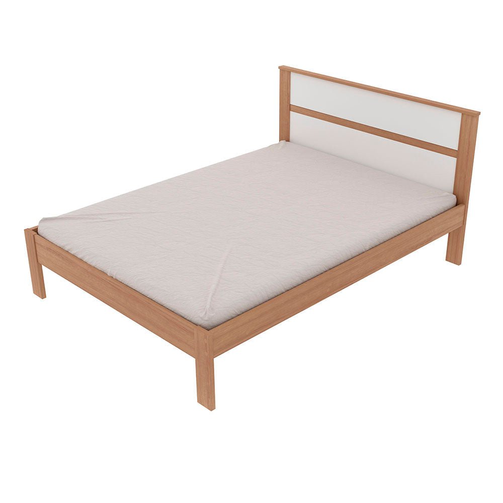 Cama Viena Almendra y Blanco 146.7x92cm para Colchón Doble sin Colchón y con Cabecero - Camas | Bylmo