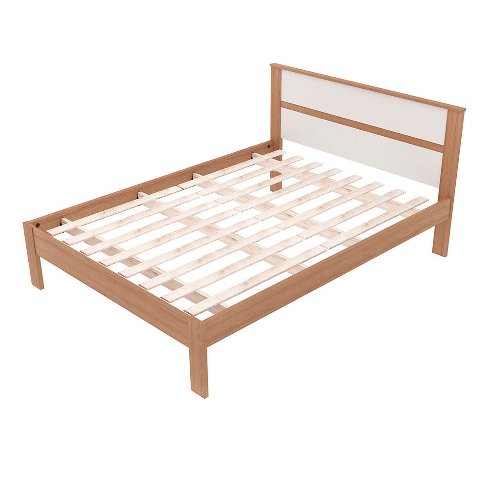 Cama Viena Almendra y Blanco 146.7x92cm para Colchón Doble sin Colchón y con Cabecero - Camas | Bylmo