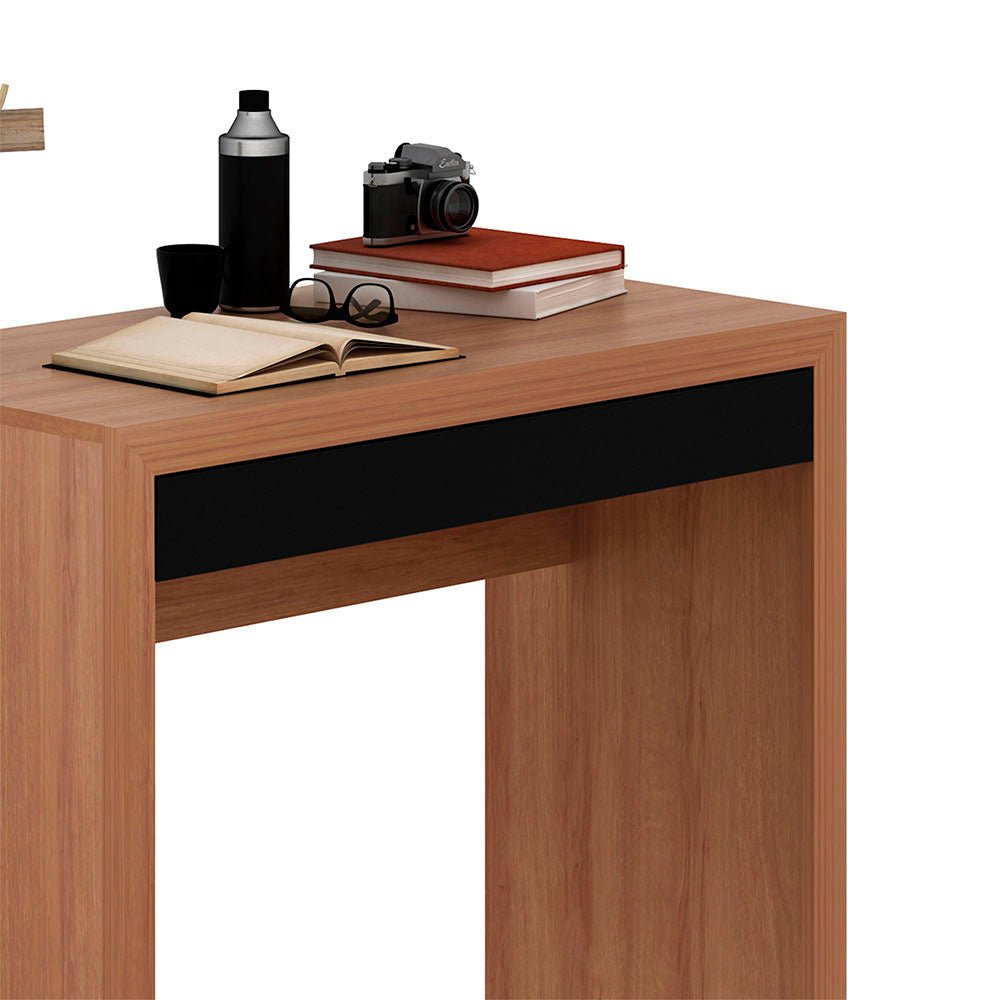 Escritorio Tokio Almendra y Negro 90x74.5cm Con Un Cajón - Escritorios y Archivadores | Bylmo