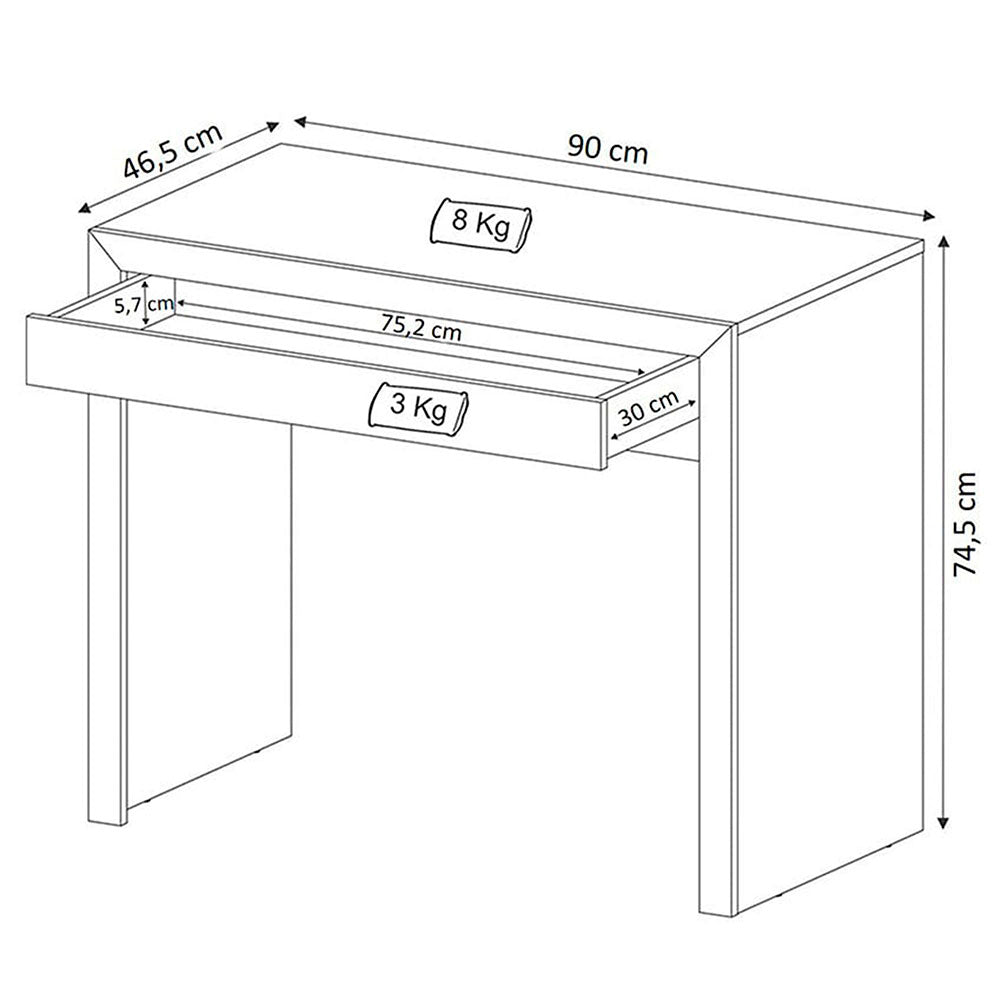 Escritorio Tokio Almendra y Negro 90x74.5cm Con Un Cajón - Escritorios y Archivadores | Bylmo